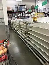 Empty shelves at a store