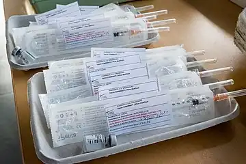 Pfizer vaccines ready to be injected in a vaccination center on 8 January 2021 in Strasbourg.