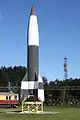 V2 rocket replica in Peenemünde. These rockets were the first man-made objects to reach space.