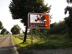Sign in Dechow marking the former border between East and West Germany