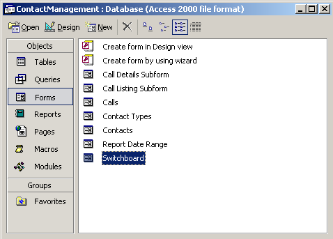 Forms Object and Switchboard Form