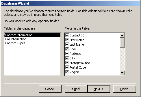 Database Wizard - Screen 2