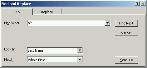 Find and Replace Dialog Box