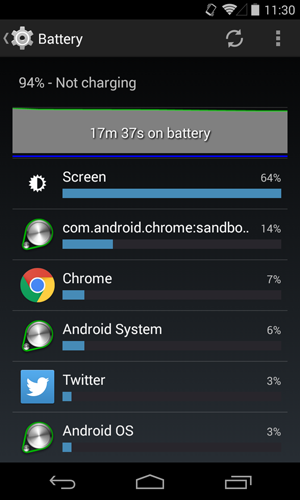 viewing battery usage stats