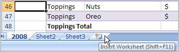 Insert Worksheet