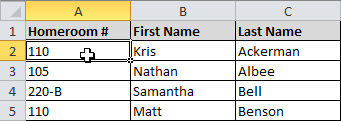 Selecting a column to sort