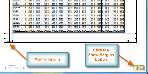 Modifying margins while in Print Preview