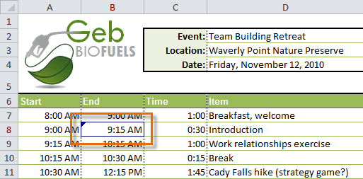 Worksheet with tracked changes