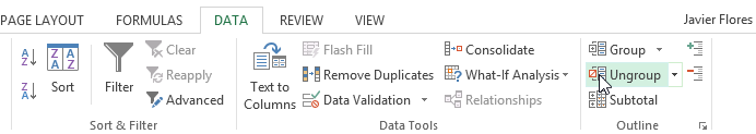 Screenshot of Excel 2013