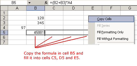 Copy Cells Selection on the Shortcut Menu