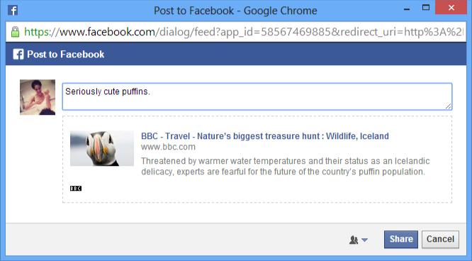 screenshot of Facebook