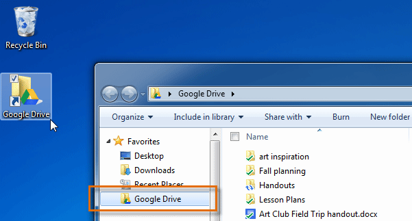 Screenshot of Google Drive