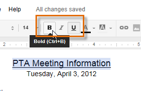 Screenshot of Google Documents