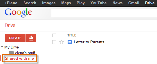 Screenshot of Google Drive