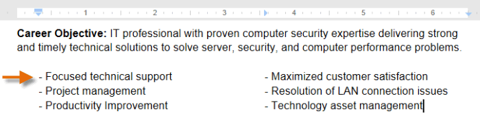 Screenshot of Google Documents