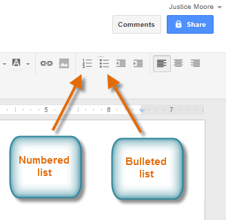 Screenshot of Google Documents