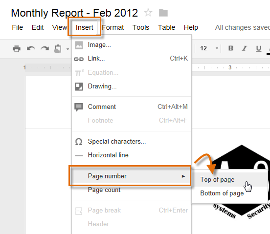 Screenshot of Google Documents