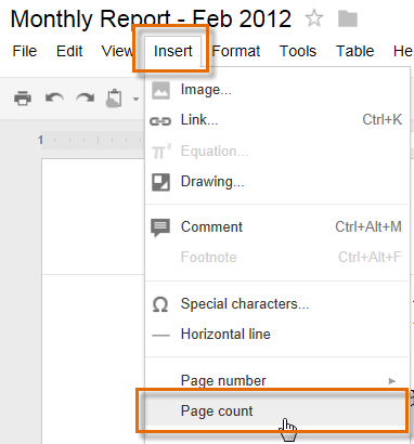 Screenshot of Google Documents