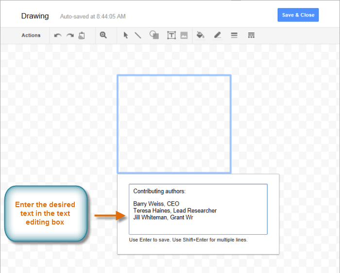 Screenshot of Google Documents