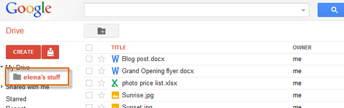 Screenshot of Google Drive