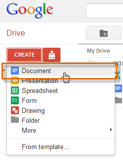 Screenshot of Google Drive