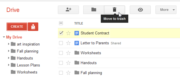 Screenshot of Google Drive