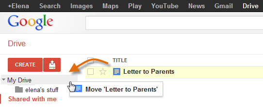 Screenshot of Google Drive