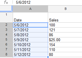 Screenshot of Google Spreadsheets