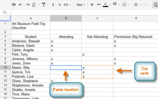 Screenshot of Google Spreadsheets