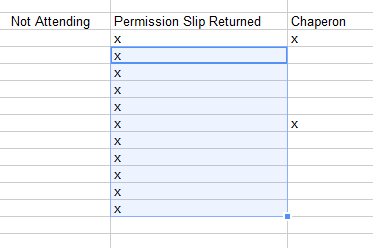 Screenshot of Google Spreadsheets