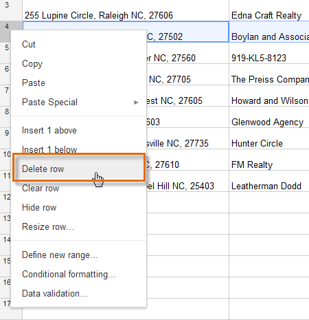 Screenshot of Google Spreadsheets