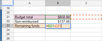 Screenshot of Google Spreadsheets