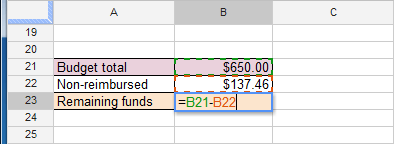 Screenshot of Google Spreadsheets