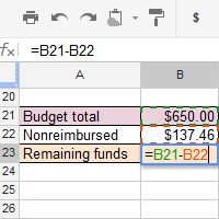 Screenshot of Google Spreadsheets