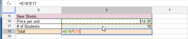 Screenshot of Google Spreadsheets