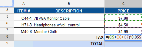 Screenshot of Google Spreadsheets