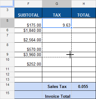 Screenshot of Google Spreadsheets