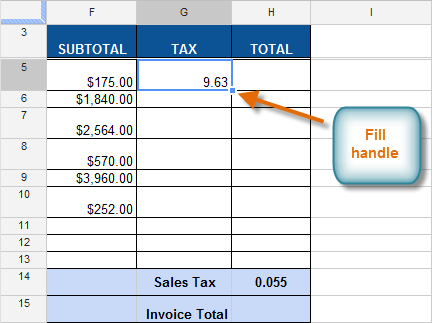 Screenshot of Google Spreadsheets