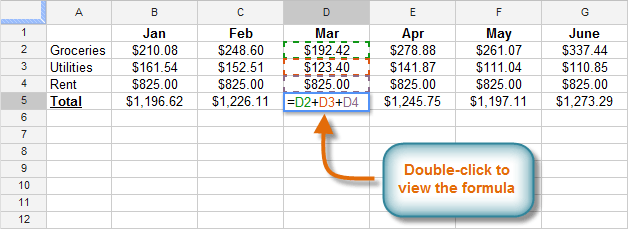 Screenshot of Google Spreadsheets