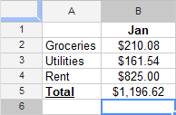 Screenshot of Google Spreadsheets