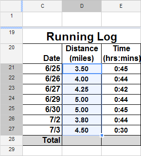 Screenshot of Google Spreadsheets