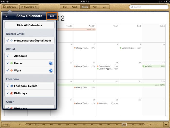 Managing your calendars