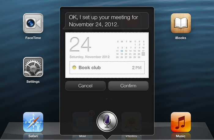 Using Siri to create a calendar event