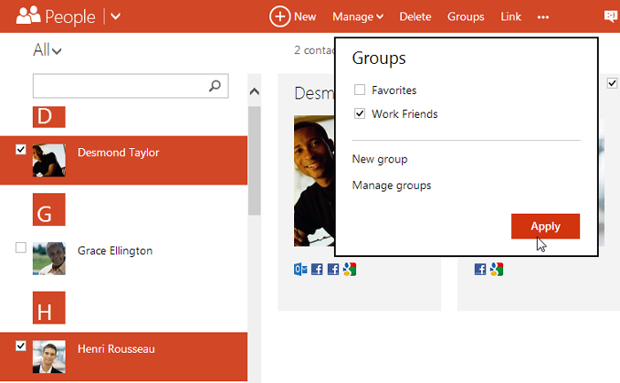 Screenshot of Microsoft account