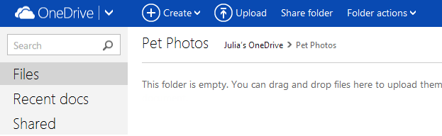 Screenshot of Microsoft OneDrive