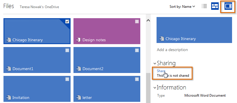 Screenshot of Microsoft OneDrive