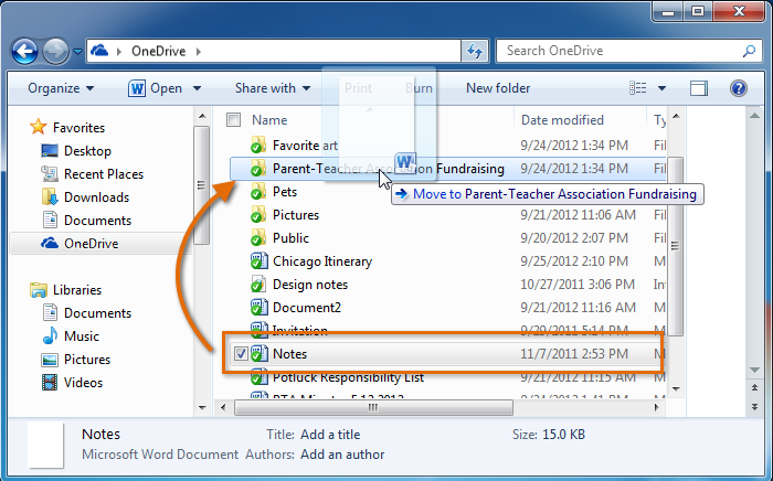 Screenshot of Microsoft OneDrive