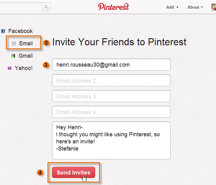 Screenshot of Pinterest