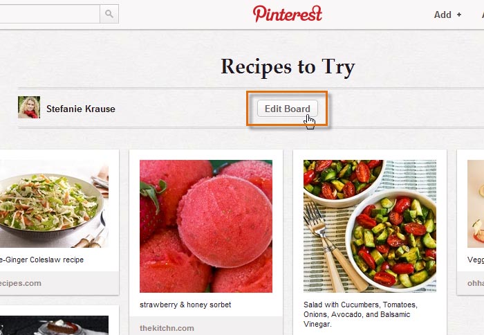 Screenshot of Pinterest