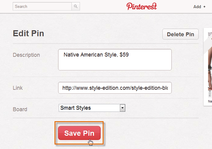 Screenshot of Pinterest